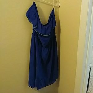 Strapless blue dress
